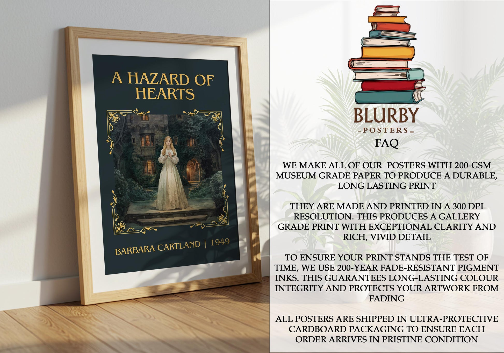A Hazard Of Hearts by Barbara Cartland | Descriptive Book Poster | Minimalist