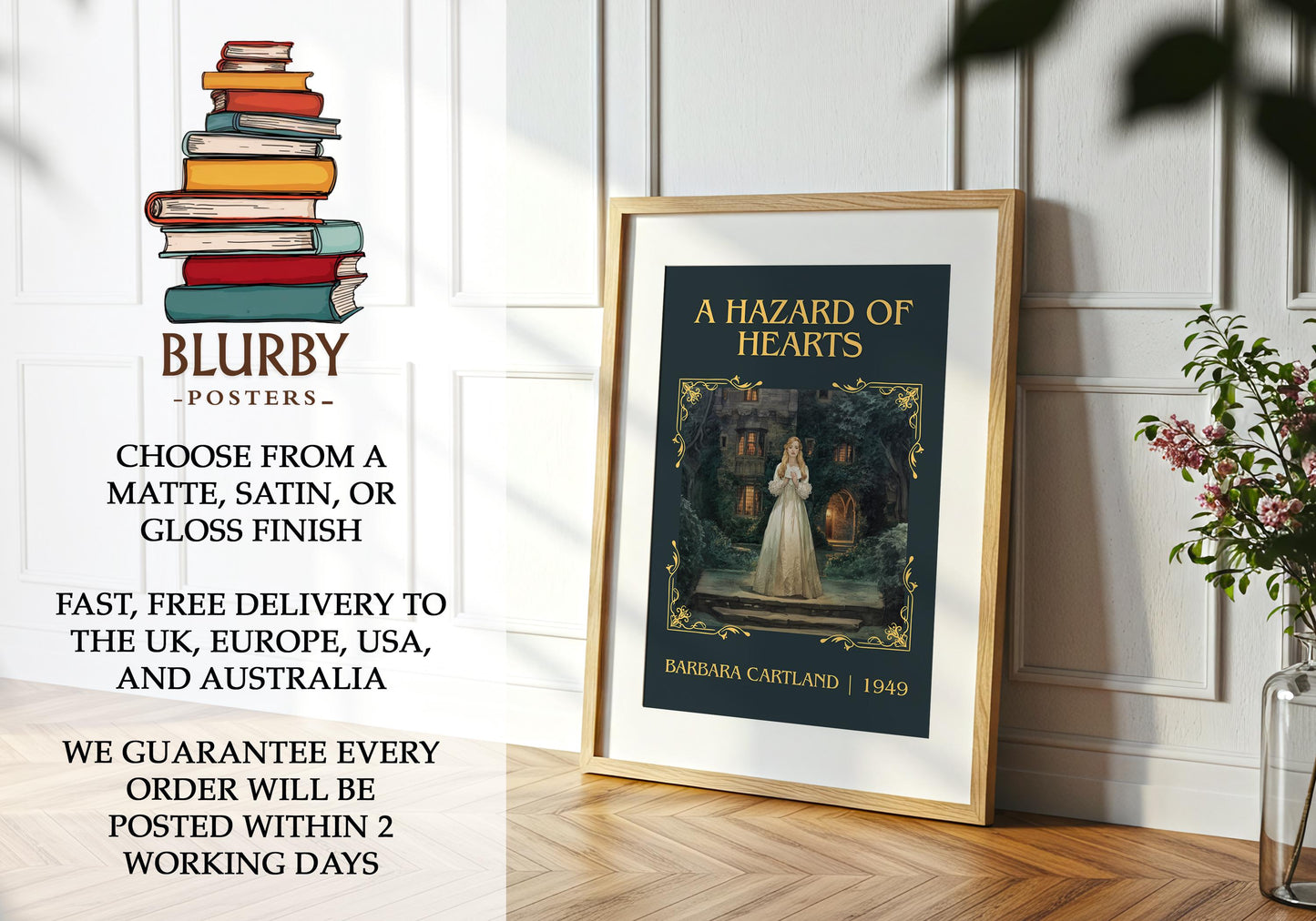 A Hazard of Hearts book poster packaging – museum-quality print rolled in protective tube