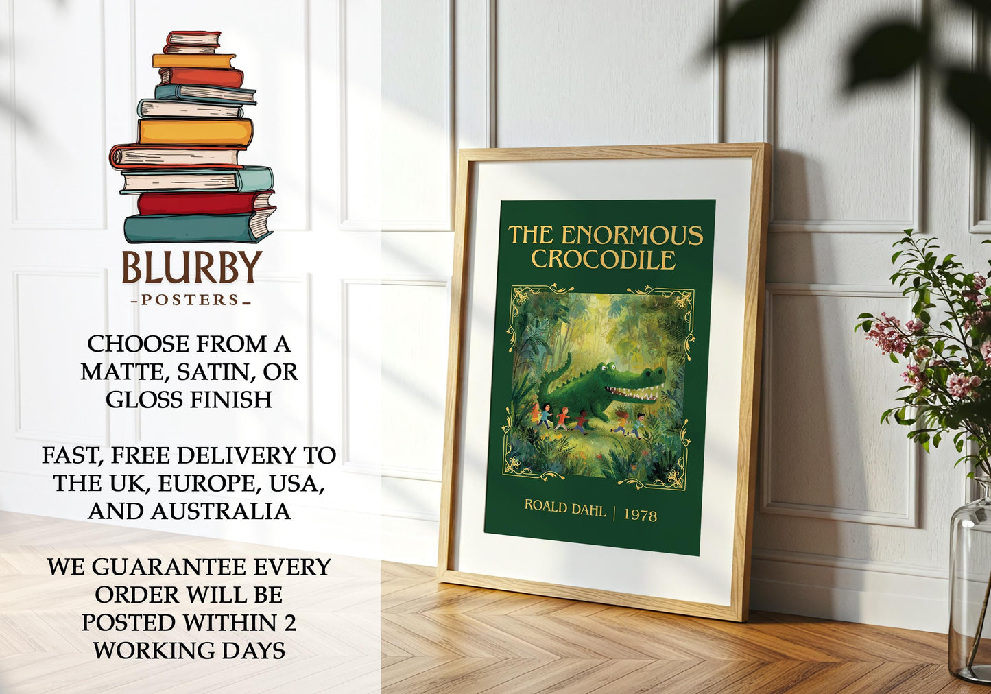 The Enormous Crocodile by Roald Dahl | Descriptive Book Poster | Minimalist