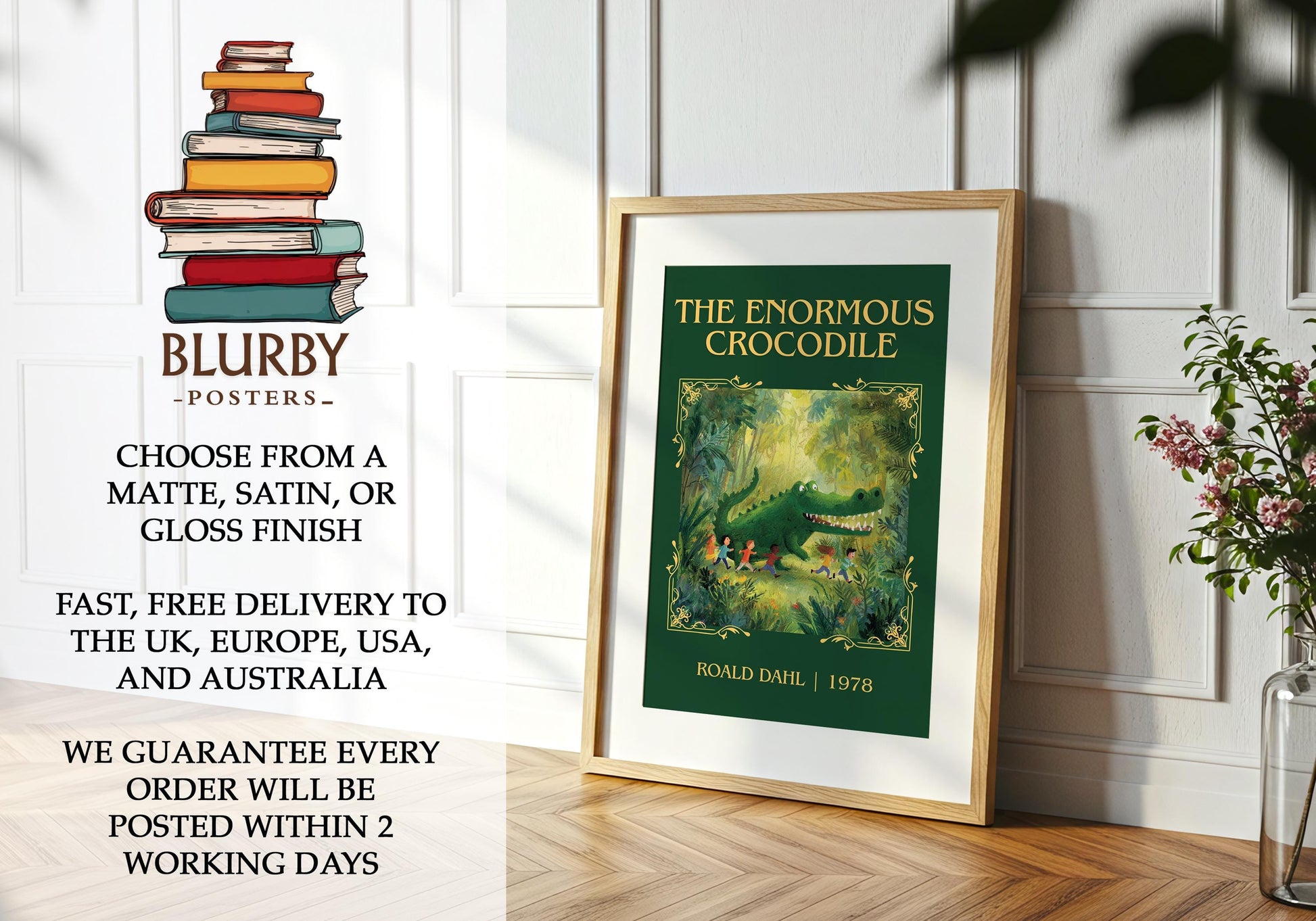 The Enormous Crocodile by Roald Dahl | Descriptive Book Poster | Minimalist