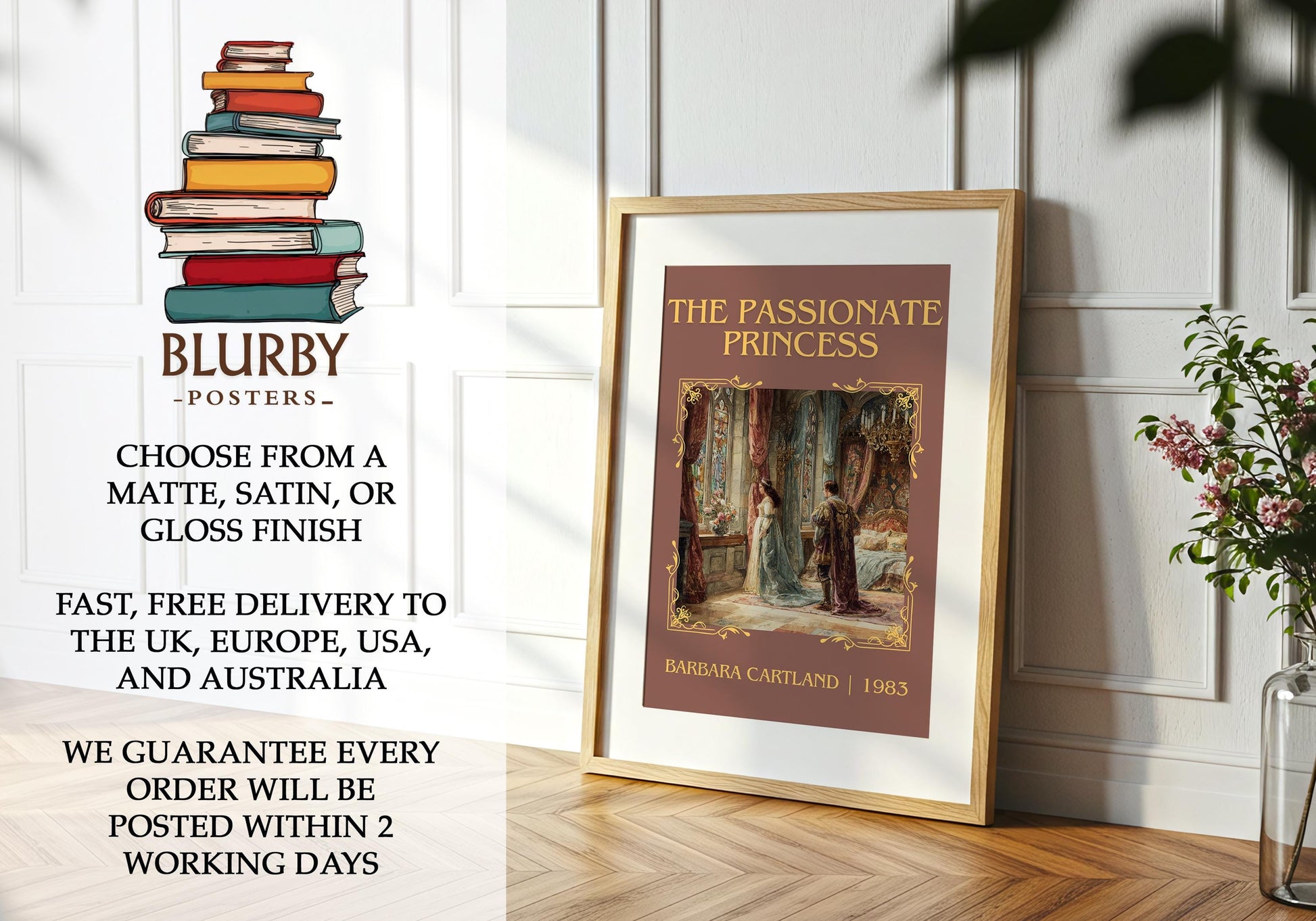 The Passionate Princess by Barbara Cartland | Descriptive Book Poster | Minimalist