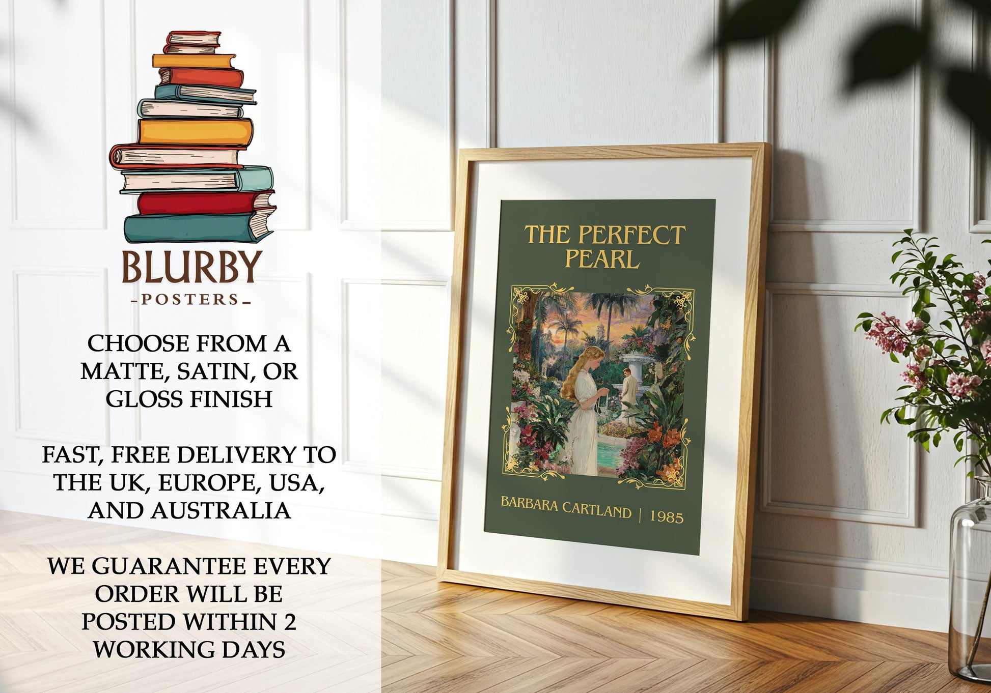 The Perfect Pearl by Barbara Cartland | Descriptive Book Poster | Minimalist