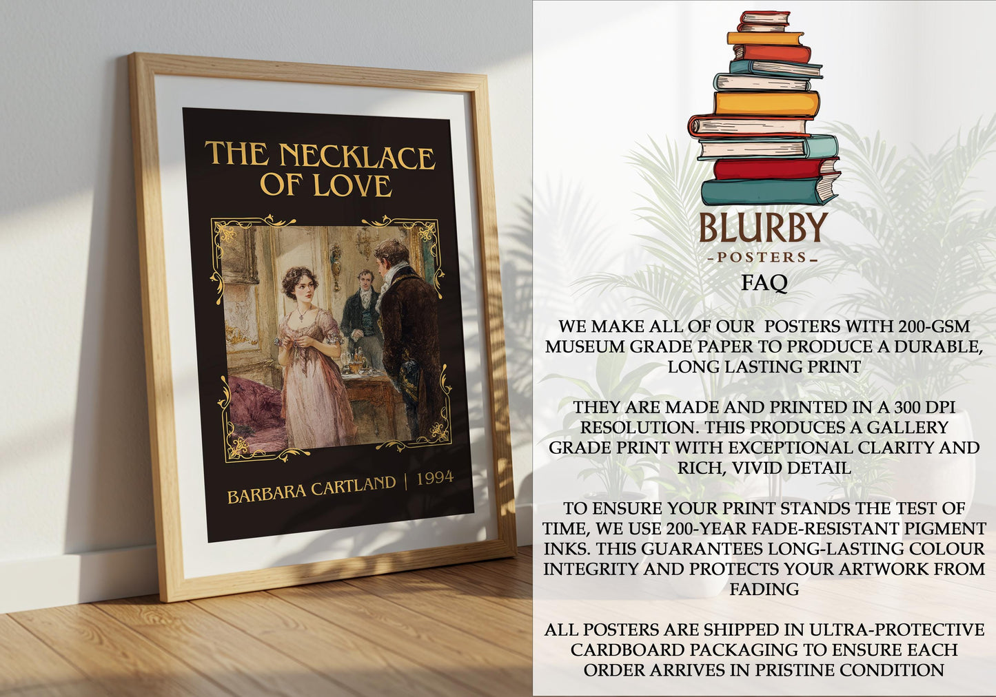 The Necklace Of Love by Barbara Cartland | Descriptive Book Poster | Minimalist