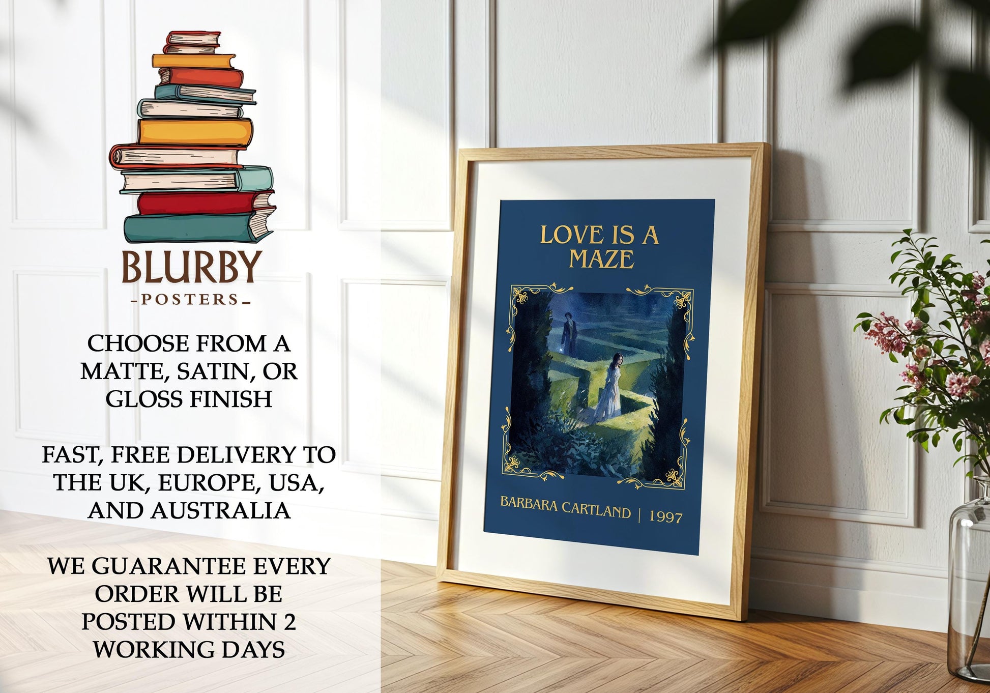 Love Is A Maze by Barbara Cartland | Descriptive Book Poster | Minimalist