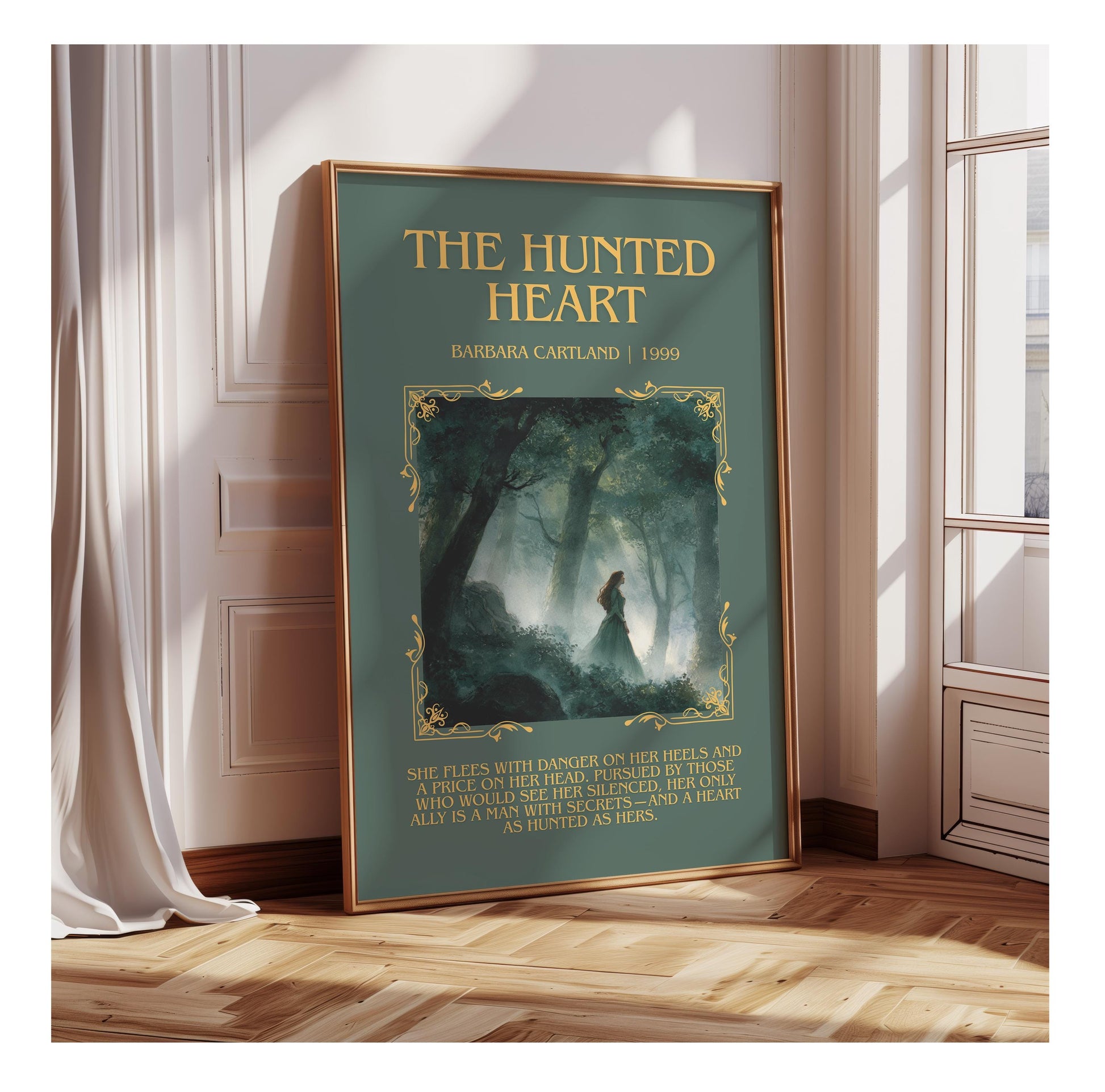 The Hunted Heart by Barbara Cartland | Descriptive Book Poster | Blurby
