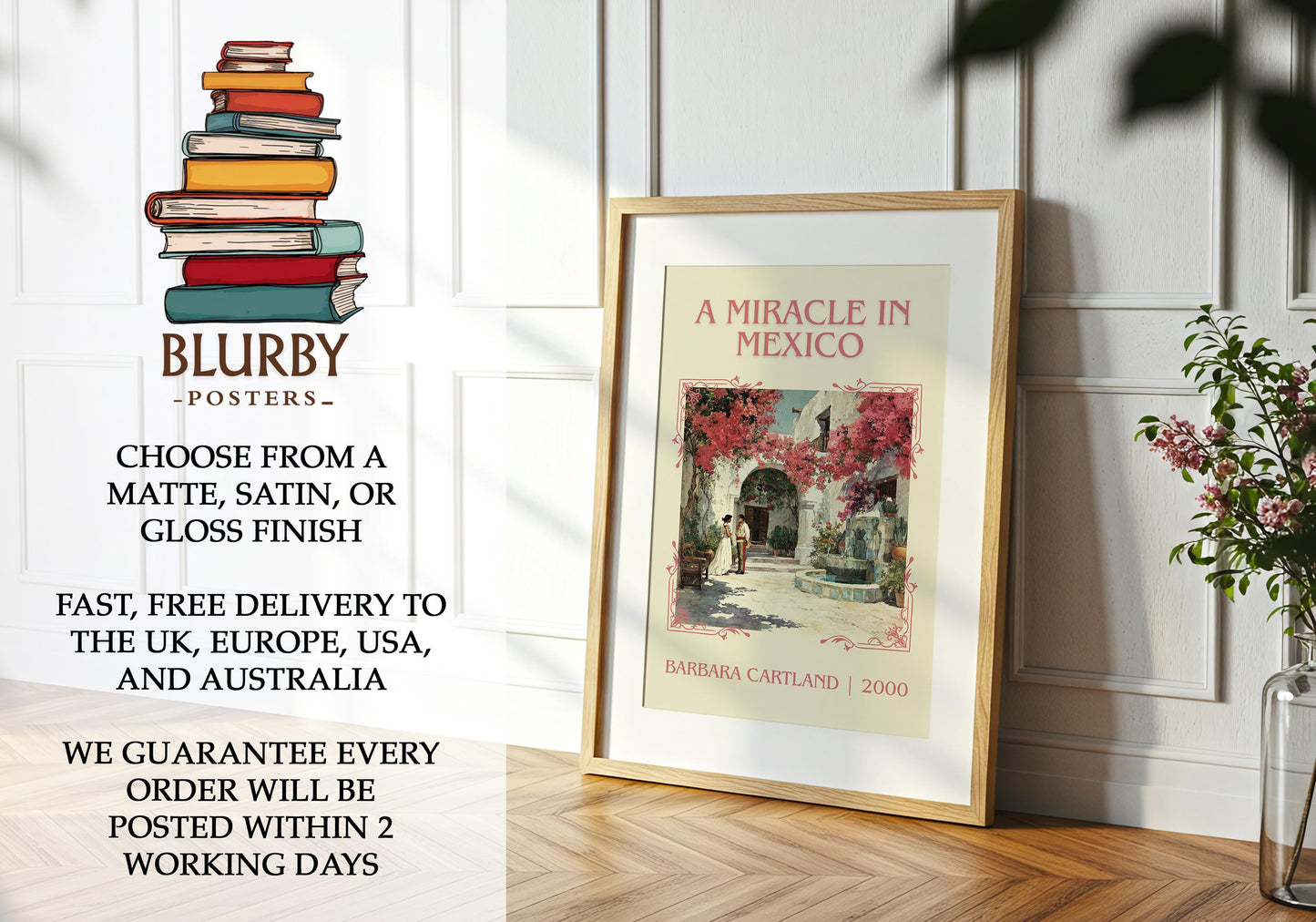 A Miracle In Mexico by Barbara Cartland | Descriptive Book Poster | Minimalist