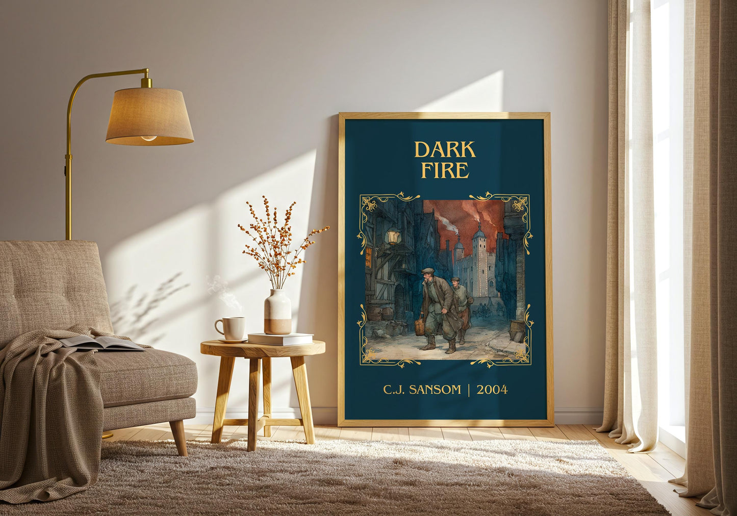 Dark Fire by C.J. Sansom | Descriptive Book Poster | Minimalist