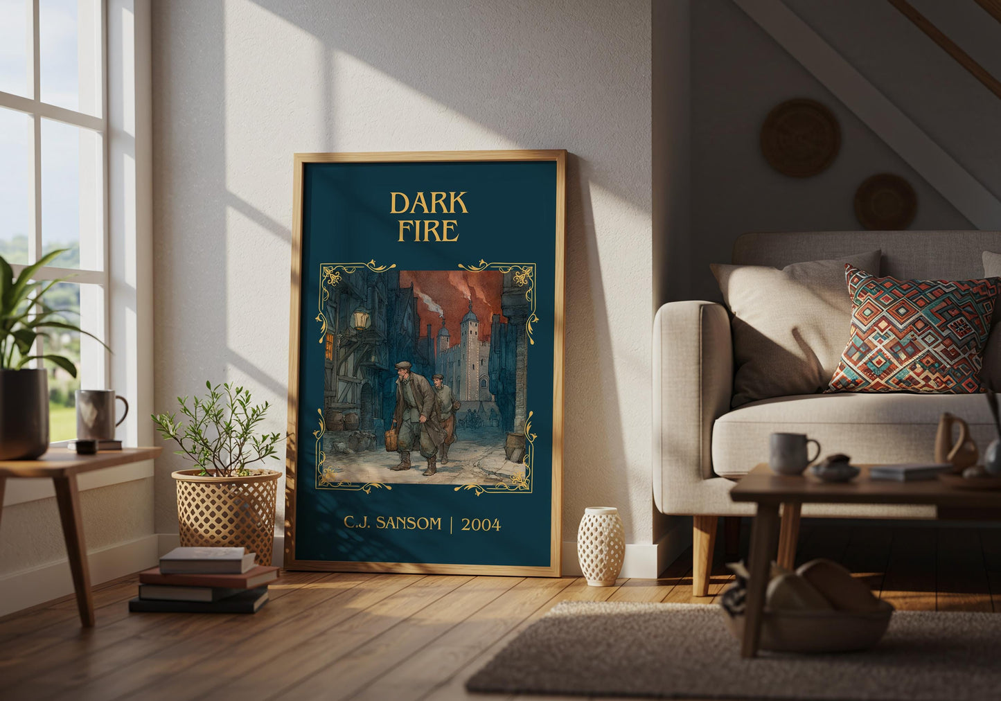 Dark Fire by C.J. Sansom | Descriptive Book Poster | Minimalist