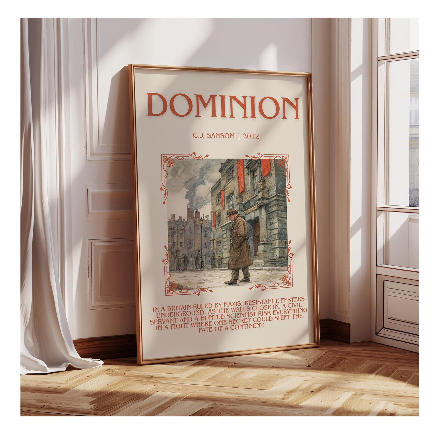 Dominion by C.J. Sansom | Descriptive Book Poster | Blurby