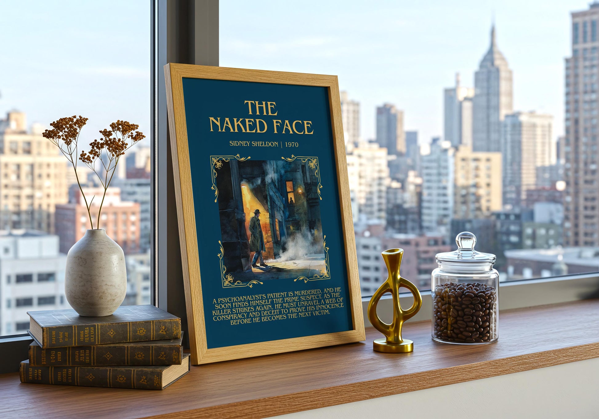 The Naked Face by Sidney Sheldon | Descriptive Book Poster | Blurby