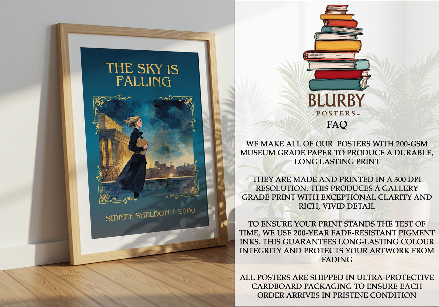 The Sky Is Falling by Sidney Sheldon | Descriptive Book Poster | Minimalist