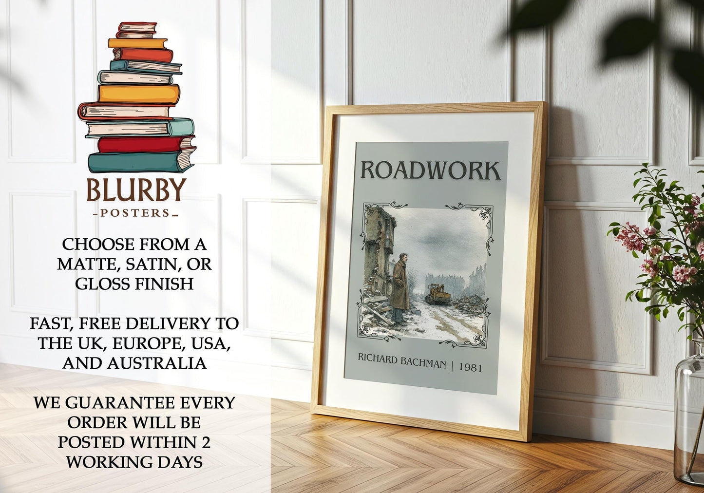 Roadwork classic book art literary print detail – Richard Bachman book art