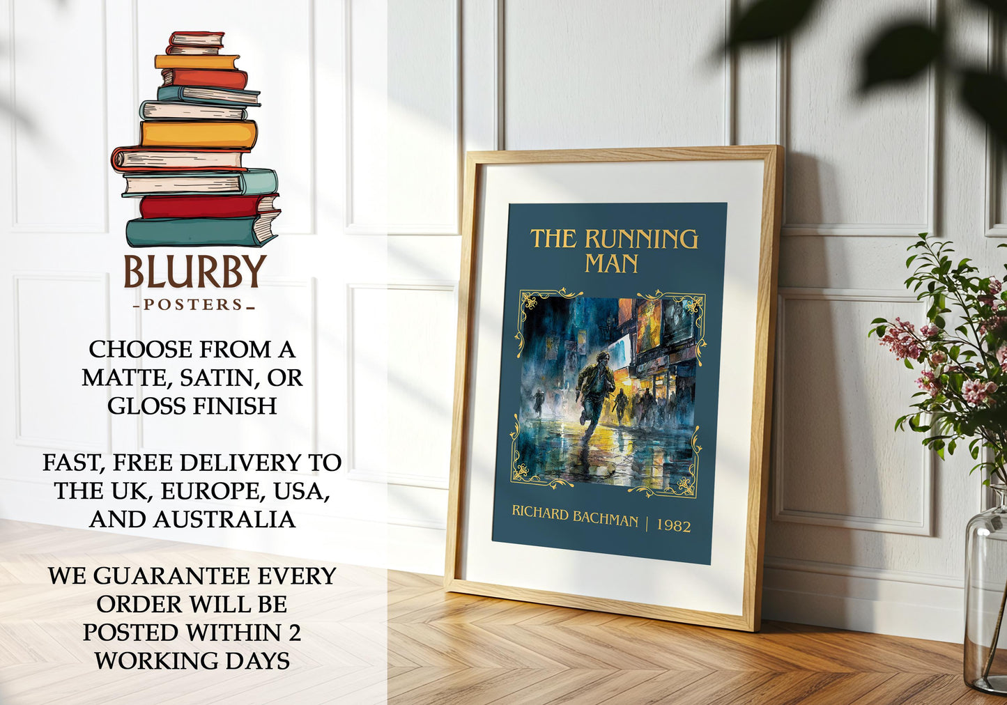 The Running Man book poster packaging – museum-quality print rolled in protective tube