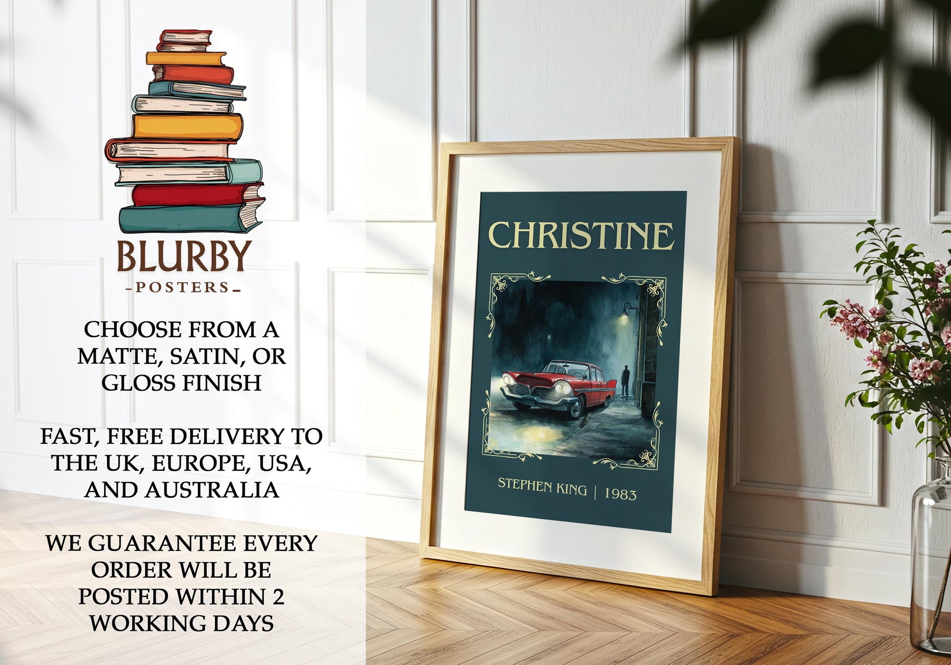 Christine by Stephen King | Descriptive Book Poster | Minimalist