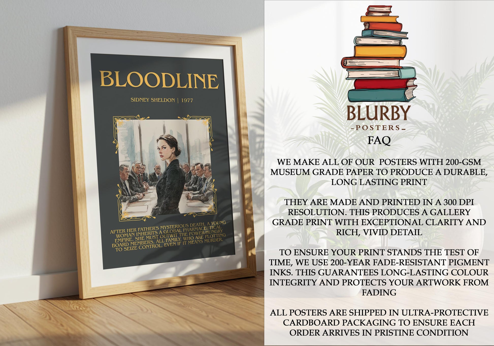 Bloodline by Sidney Sheldon | Descriptive Book Poster | Blurby