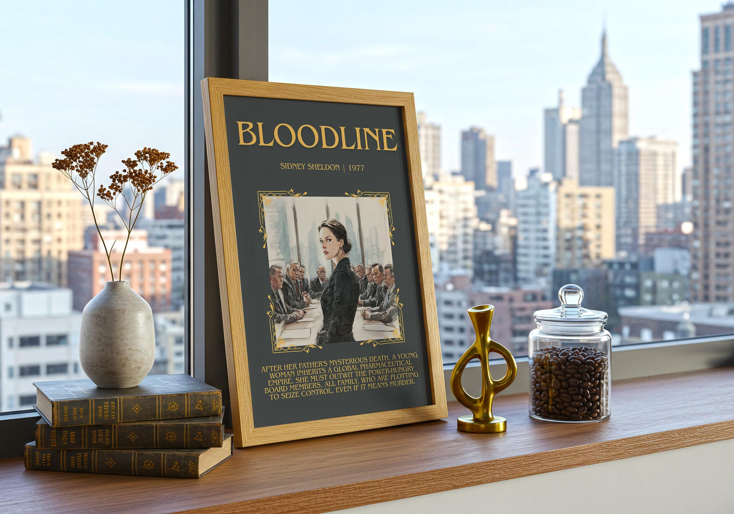 Bloodline by Sidney Sheldon | Descriptive Book Poster | Blurby