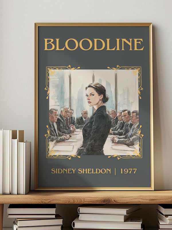 Bloodline classic book art print in frame leaning in hallway – thriller wall art