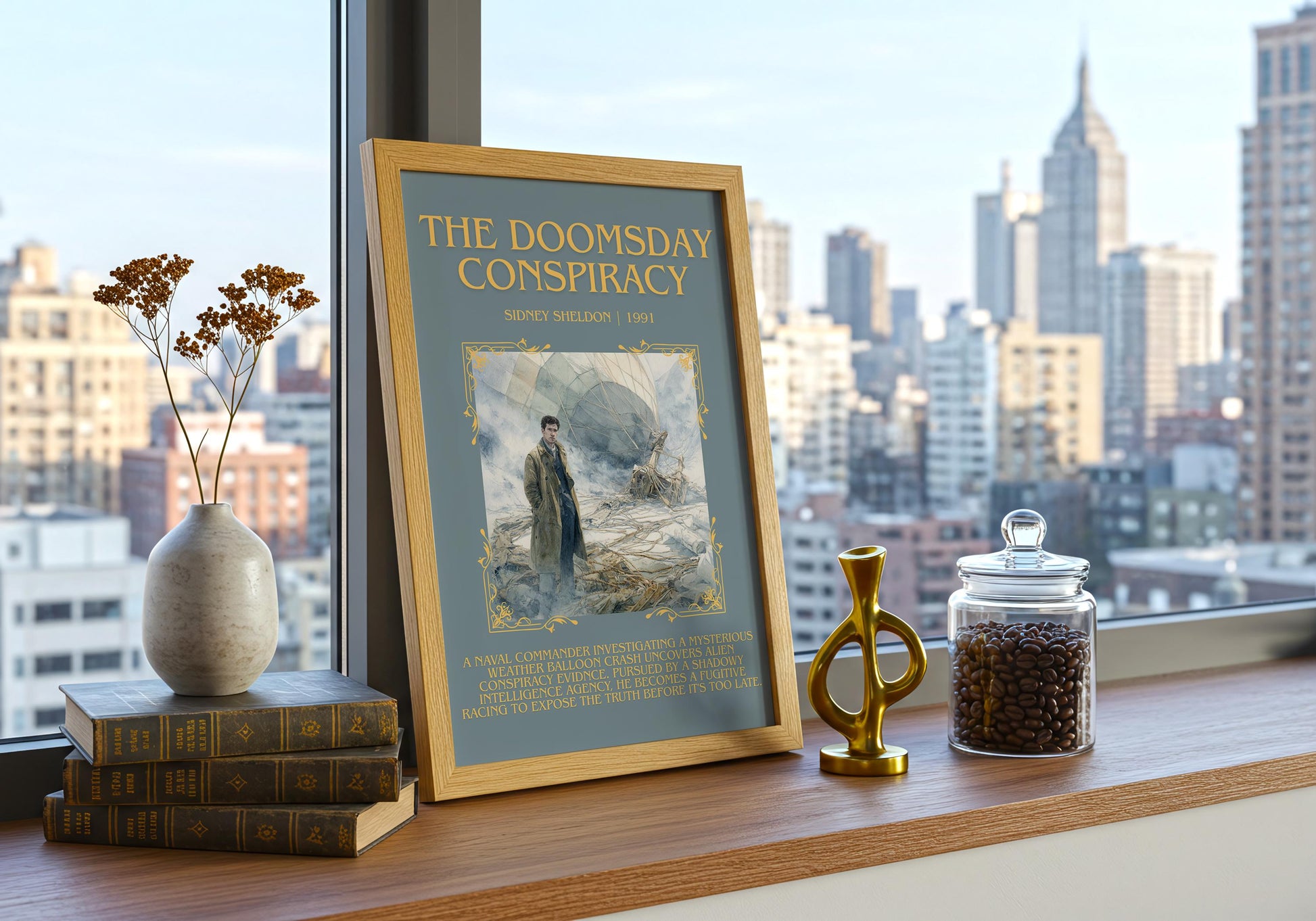 The Doomsday Conspiracy by Sidney Sheldon | Descriptive Book Poster | Blurby