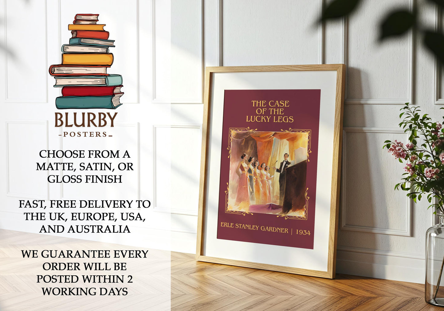 The Case of the Lucky Legs book poster packaging – museum-quality print rolled in protective tube