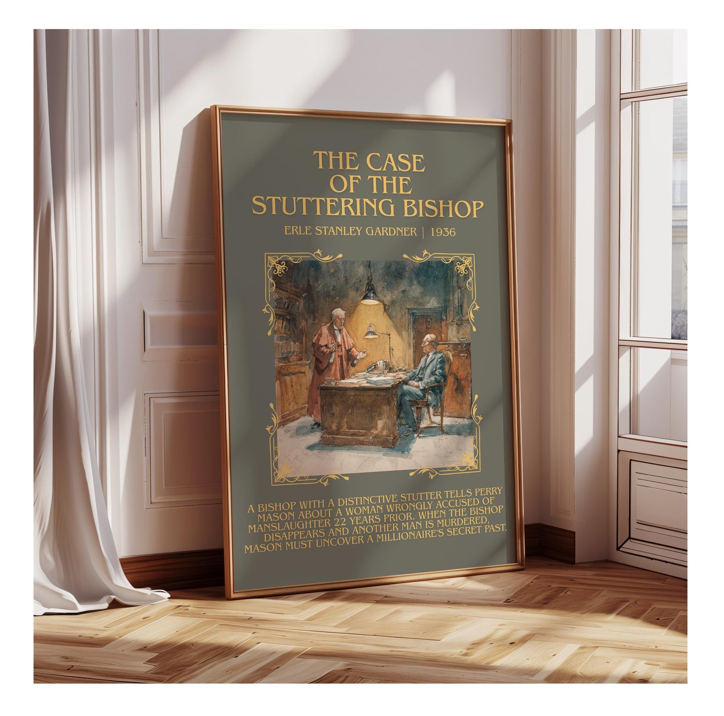 The Case Of The Stuttering Bishop by Erle Stanley Gardner | Descriptive Book Poster | Blurby