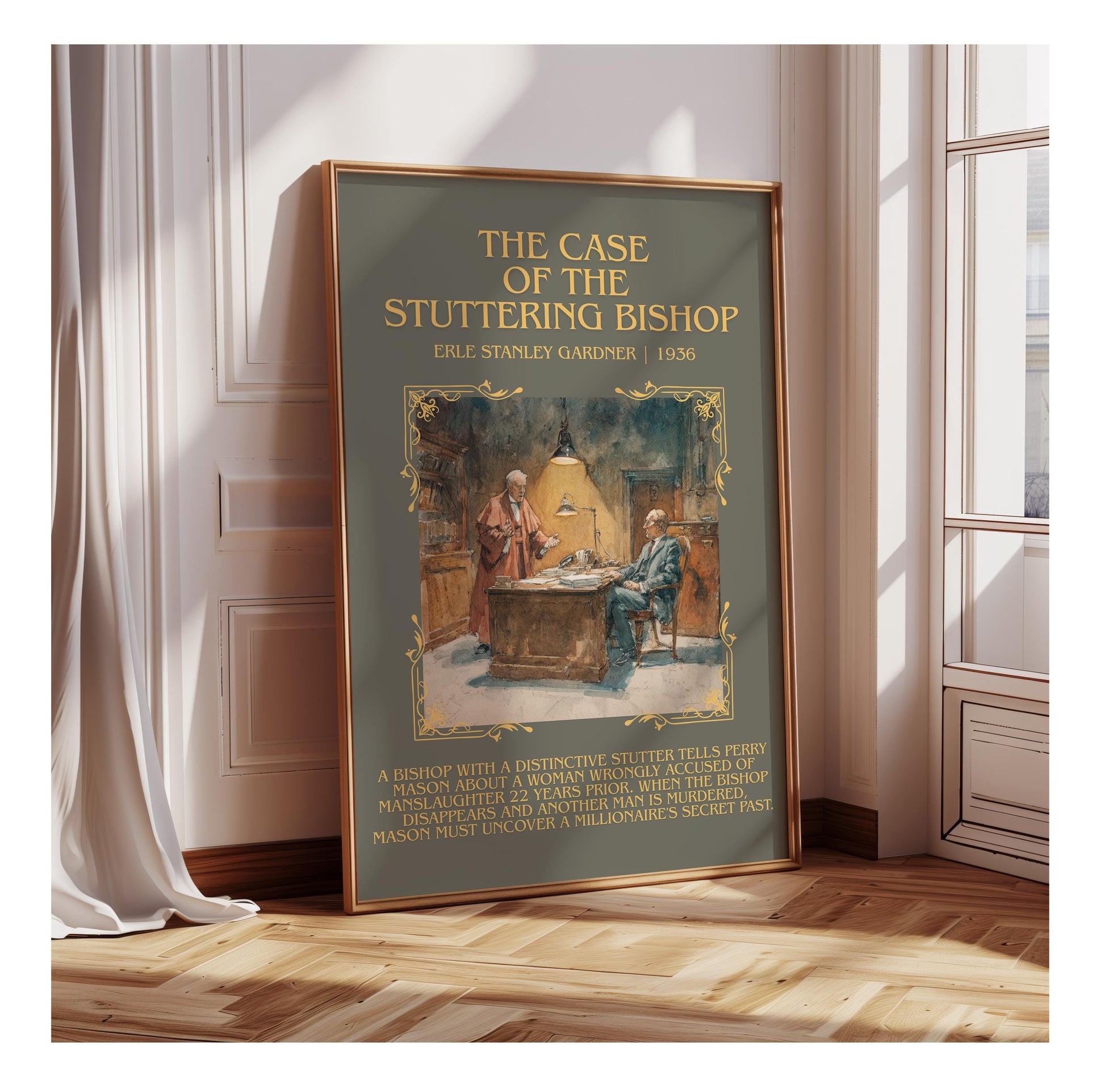 The Case Of The Stuttering Bishop by Erle Stanley Gardner | Descriptive Book Poster | Blurby