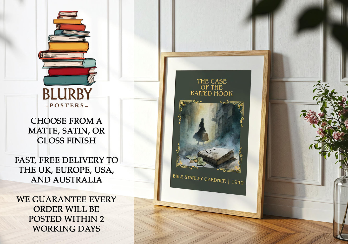 The Case of the Baited Hook book poster packaging – museum-quality print rolled in protective tube