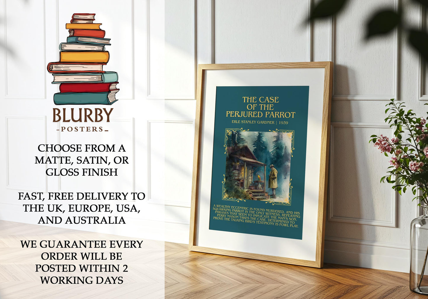 The Case Of The Perjured Parrot by Erle Stanley Gardner | Descriptive Book Poster | Blurby