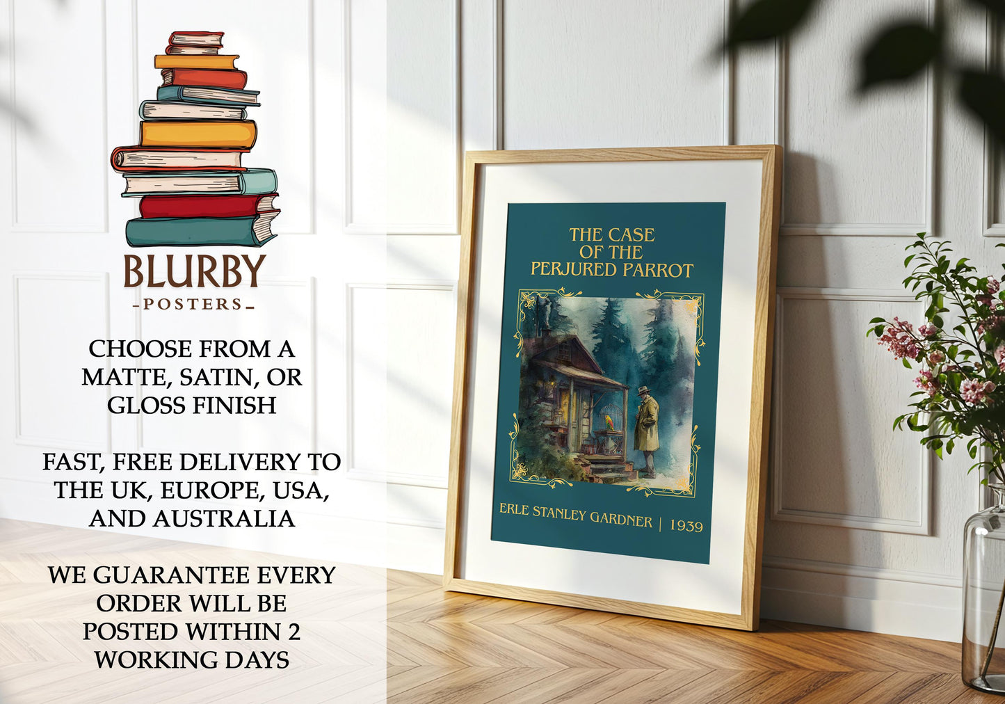 The Case Of The Perjured Parrot book poster packaging – museum-quality print rolled in protective tube