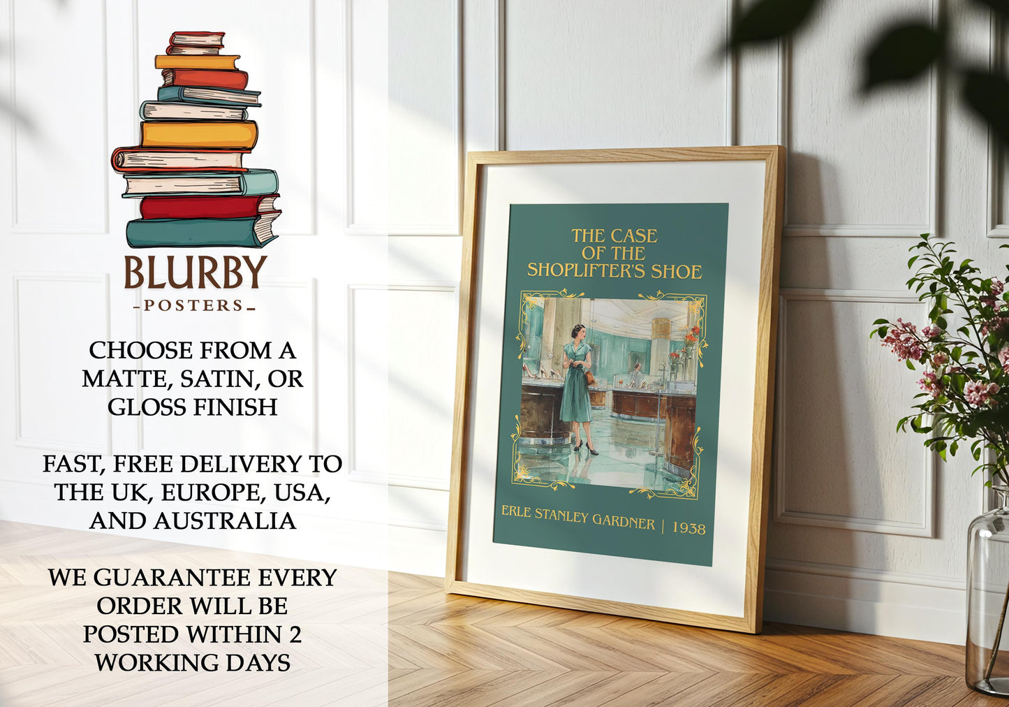 The Case of the Shoplifter's Shoe book poster packaging – museum-quality print rolled in protective tube