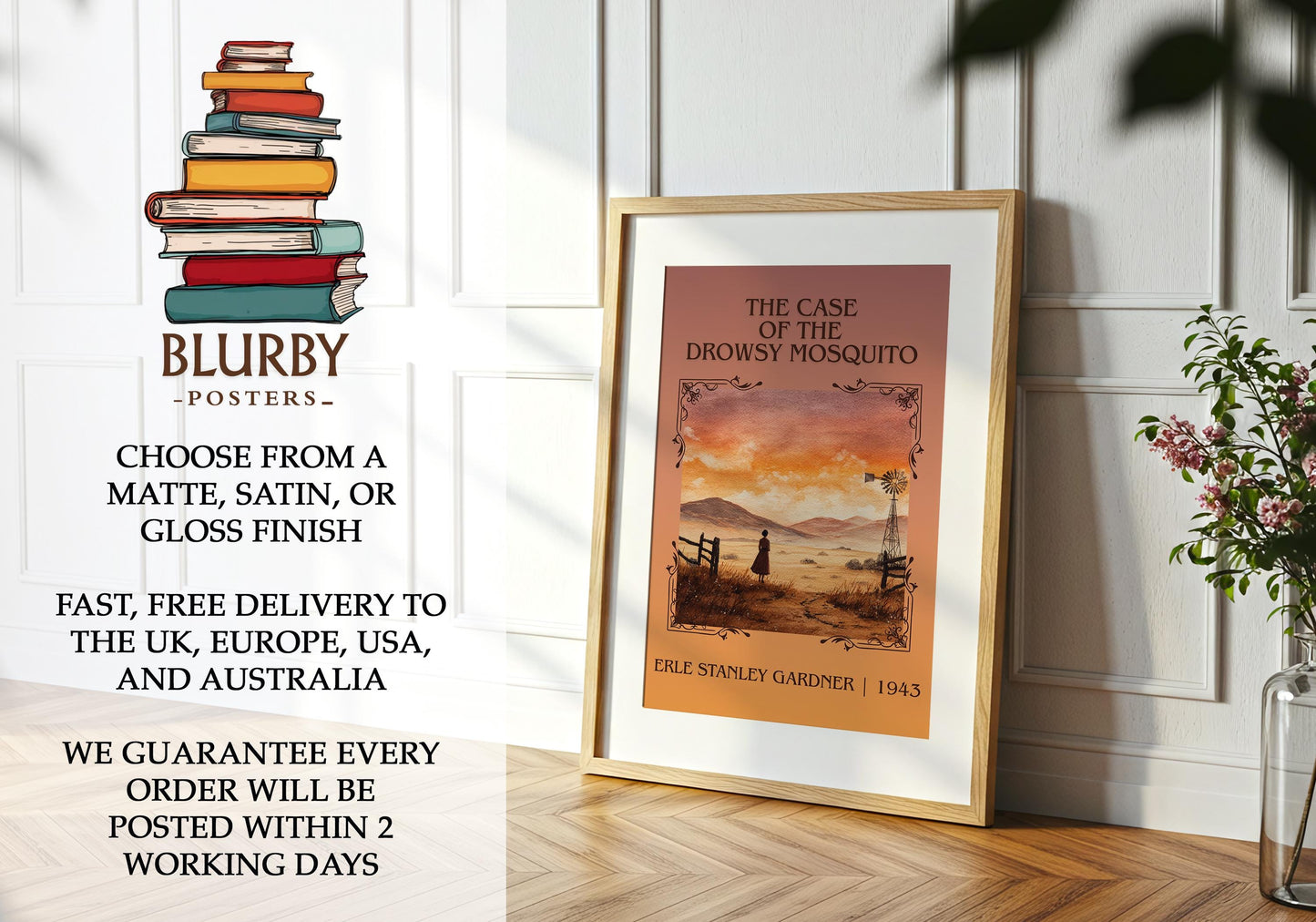 The Case of the Drowsy Mosquito book poster packaging – museum-quality print rolled in protective tube