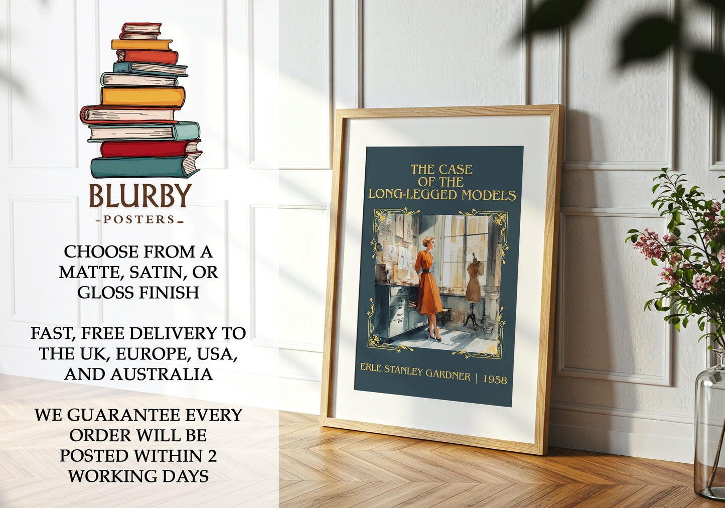 The Case of the Long-legged Models book poster packaging – museum-quality print rolled in protective tube