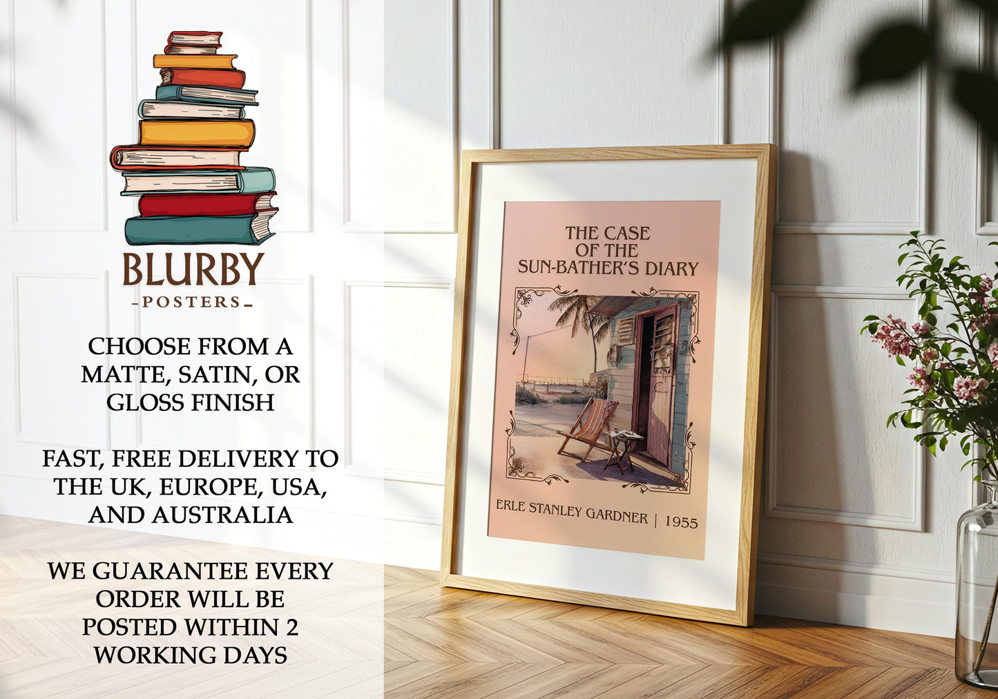 The Case of the Sun Bather's Diary book poster packaging – museum-quality print rolled in protective tube