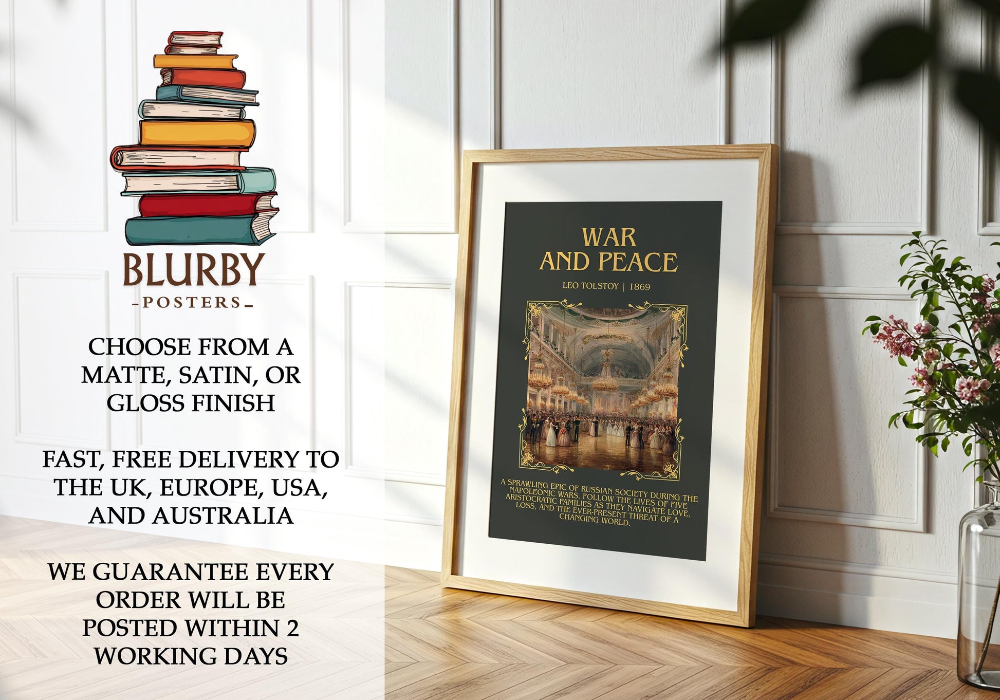 War And Peace by Leo Tolstoy | Descriptive Book Poster | Blurby