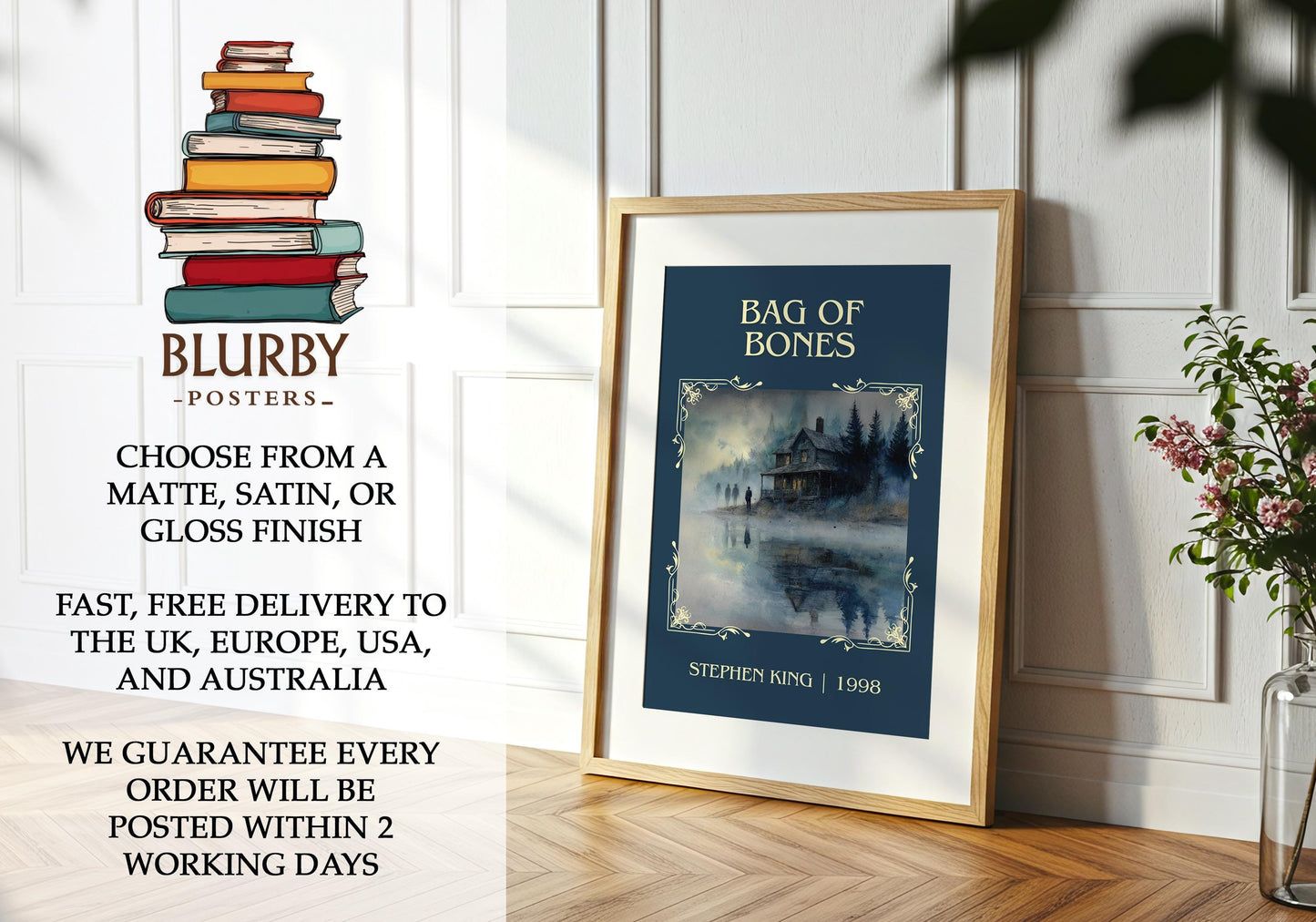 Bag of Bones book poster packaging – museum-quality print rolled in protective tube