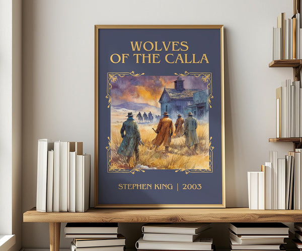 Wolves of the Calla classic book art print in frame leaning in hallway – fantasy wall art