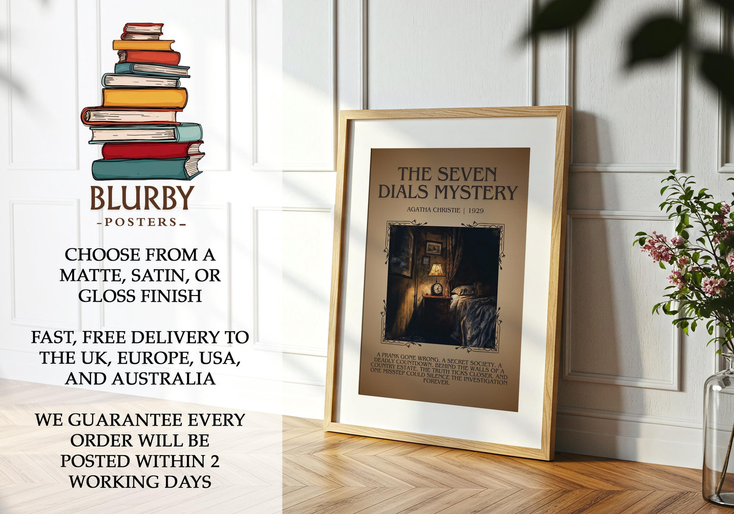 The Seven Dials Mystery by Agatha Christie | Descriptive Book Poster | Blurby