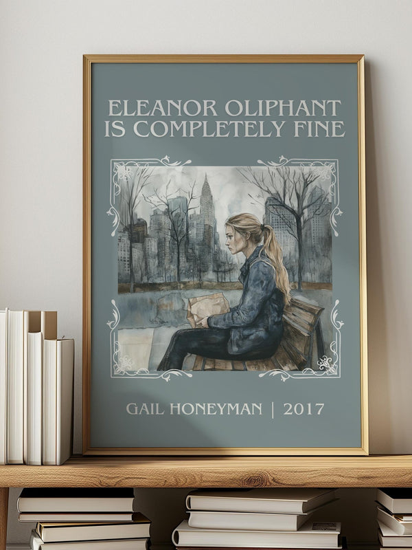 Eleanor Oliphant Is Completely Fine classic book art print in frame leaning in hallway – coming of age wall art