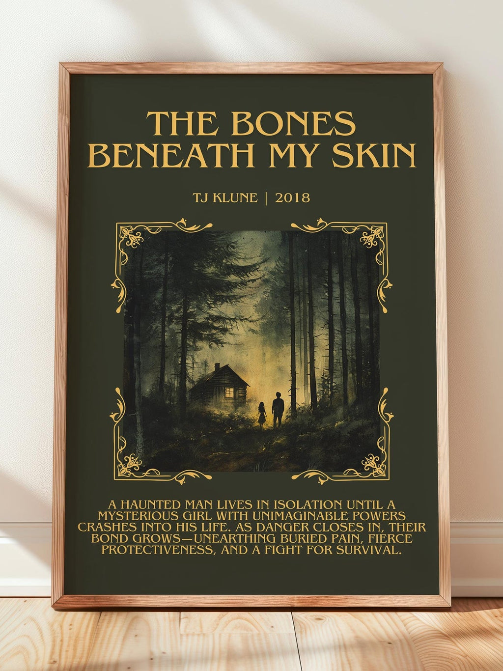 The Bones Beneath My Skin minimalist book poster by Tj Klune – framed literary art print