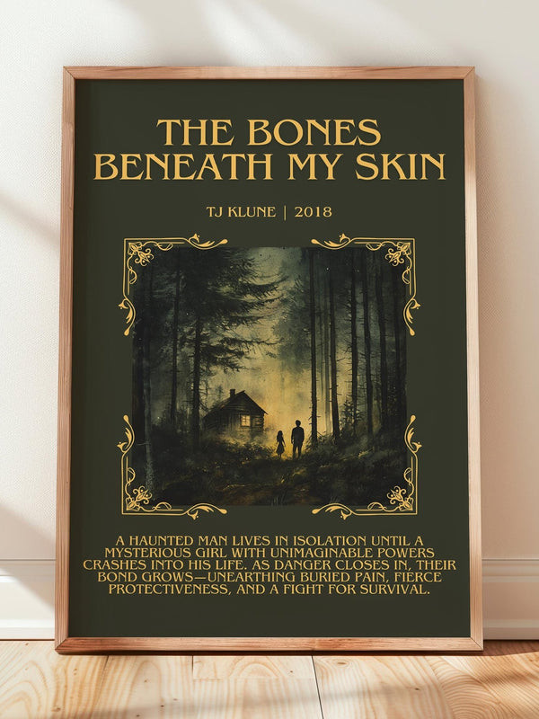 The Bones Beneath My Skin minimalist book poster by Tj Klune – framed literary art print