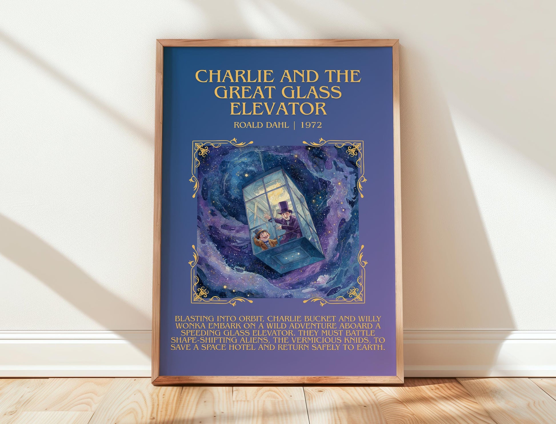 Charlie And The Great Glass Elevator by Roald Dahl | Descriptive Book Poster | Blurby