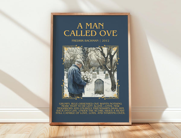 A Man Called Ove minimalist print in frame leaning in hallway – coming of age wall art