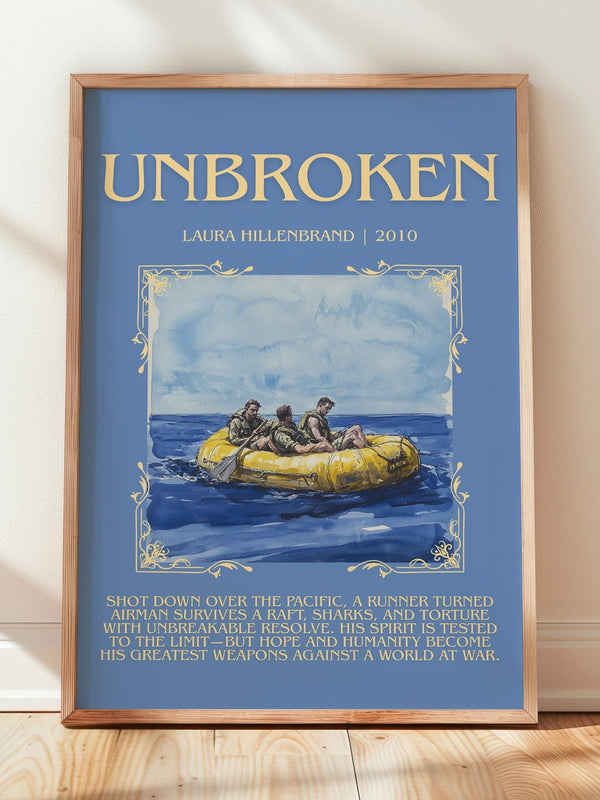 Unbroken minimalist print in frame leaning in hallway – non fiction wall art