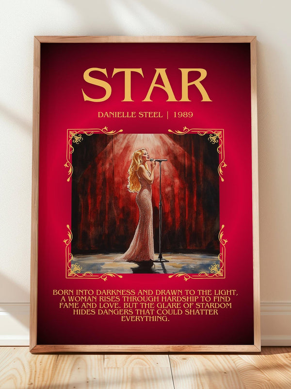 Star minimalist print in frame leaning in hallway – romance wall art