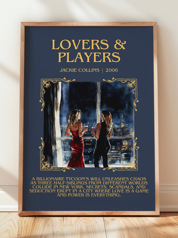 Lovers and Players minimalist print in frame leaning in hallway – romance wall art