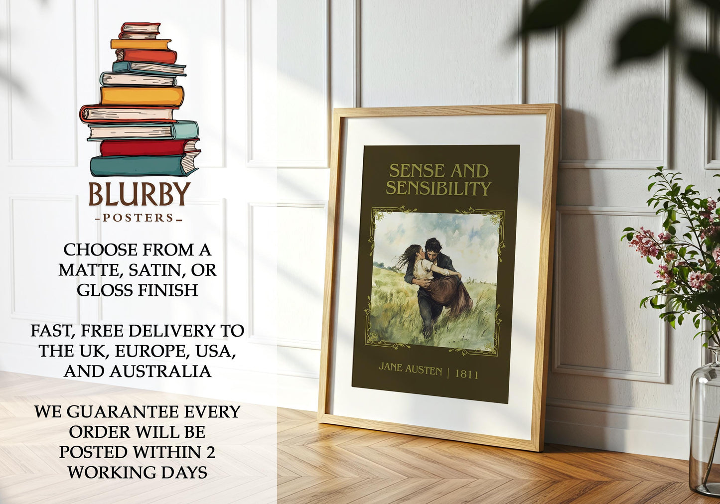 Sense and Sensibility book poster packaging – museum-quality print rolled in protective tube