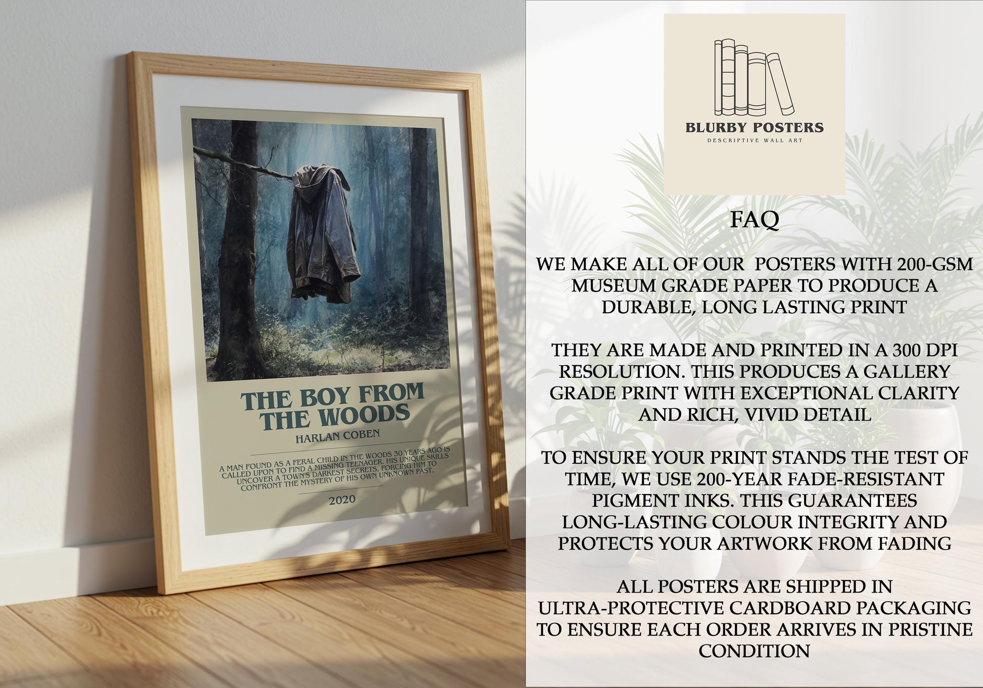The Boy From The Woods by Harlan Coben | Descriptive Book Poster | Modern
