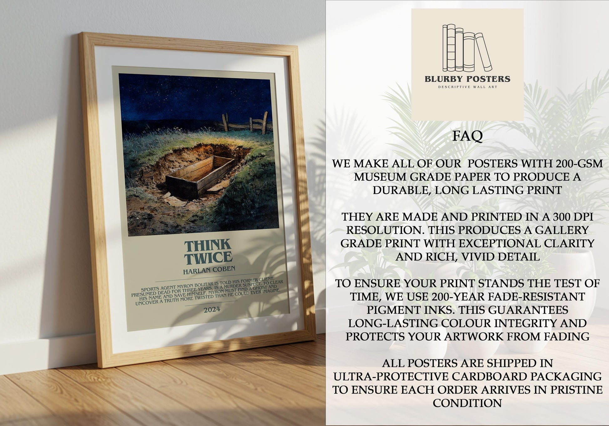 Think Twice by Harlan Coben | Descriptive Book Poster | Modern