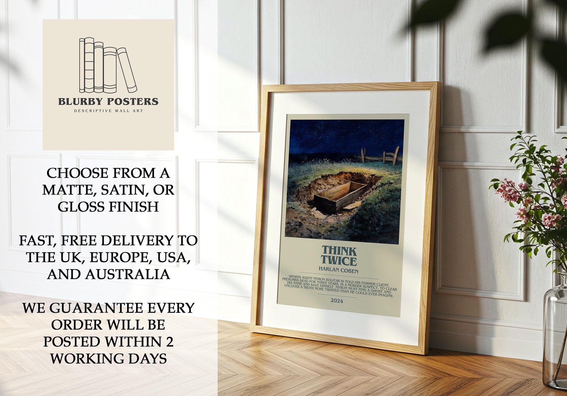 Think Twice by Harlan Coben | Descriptive Book Poster | Modern