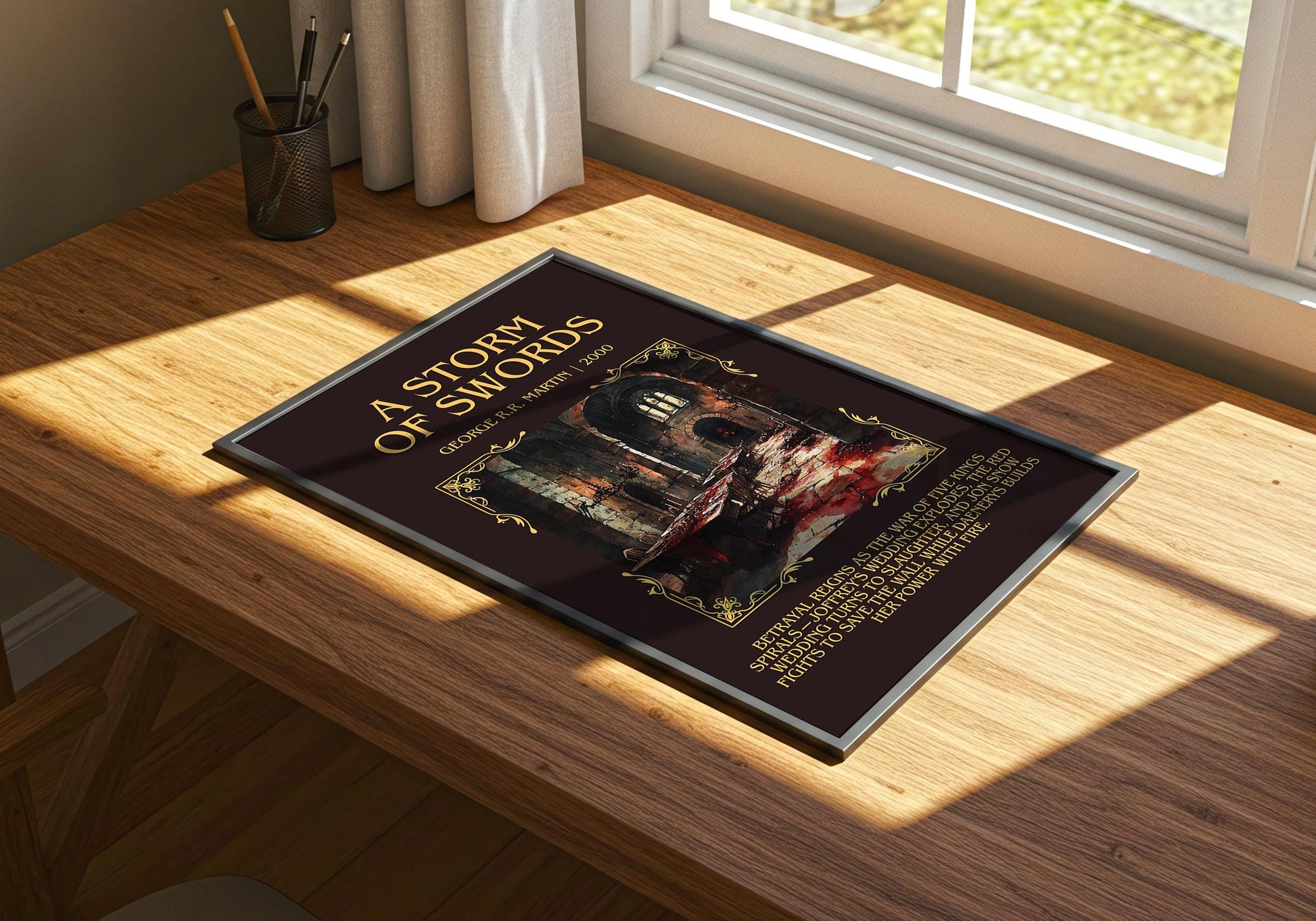 A Storm Of Swords by George R.R. Martin | Descriptive Book Poster | Blurby