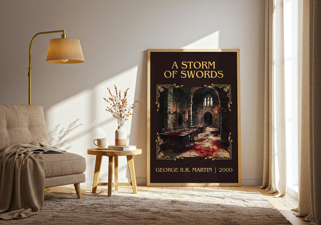 A Storm of Swords classic book art print paper finish options – matte satin gloss (mockup)